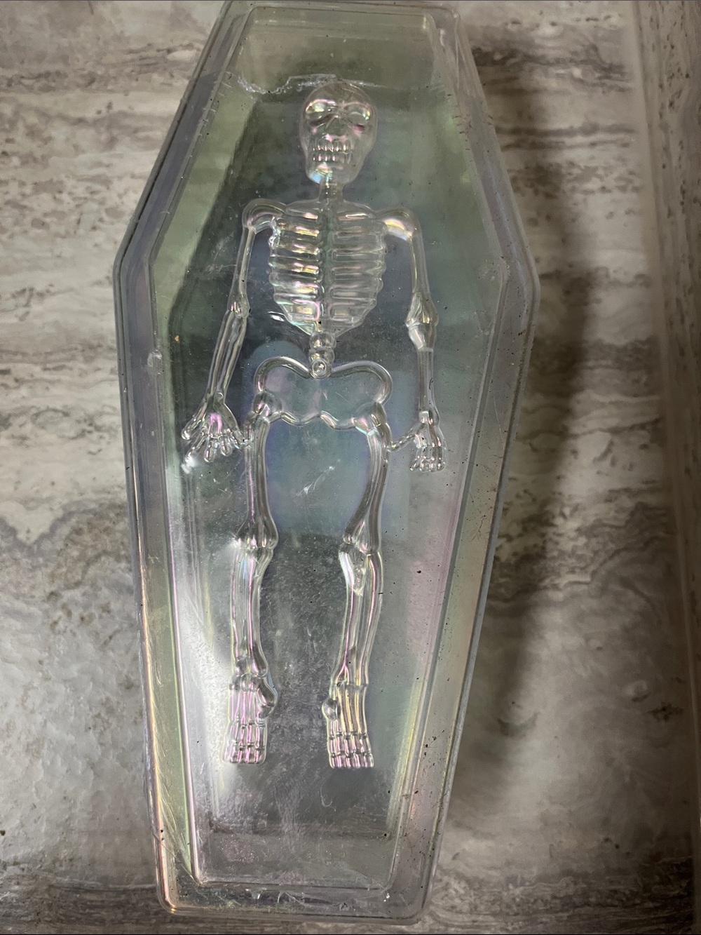 Iridescent Coffin Skeleton Trinket Box